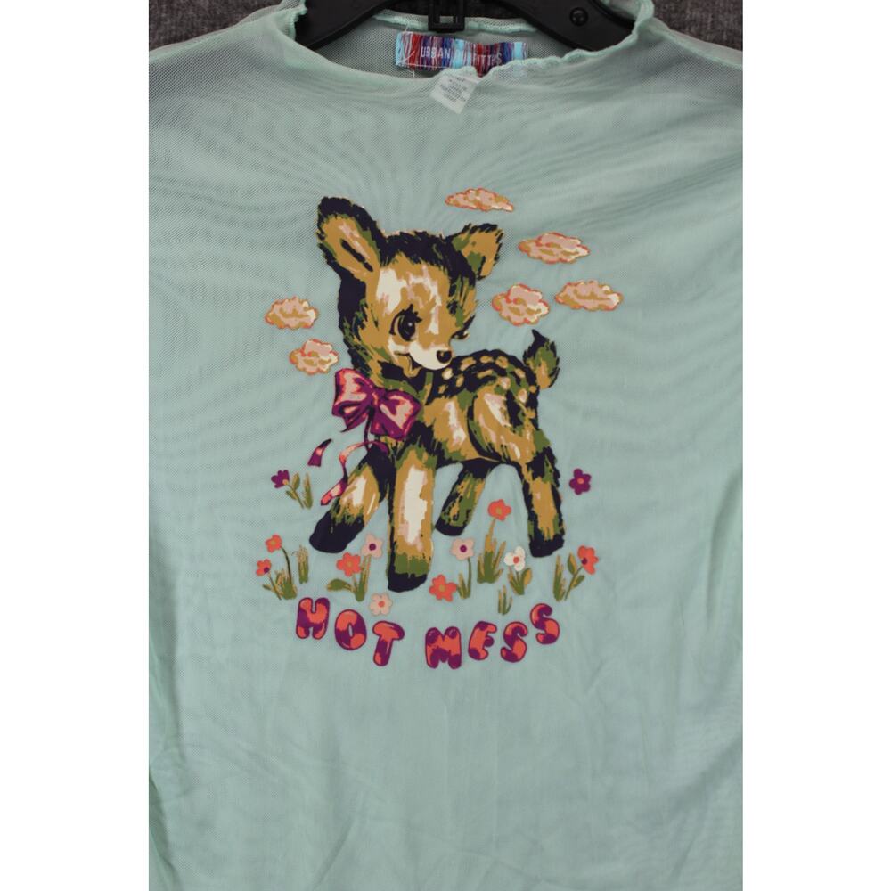 Urban outfitters teagan hot mess Mint Green mesh long sleeve tee size M - Picture 3 of 5